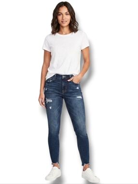 Old Navy Women’s High Rise Rockstar Super Skinny Distressed Raw Hem Jeans Sz 12